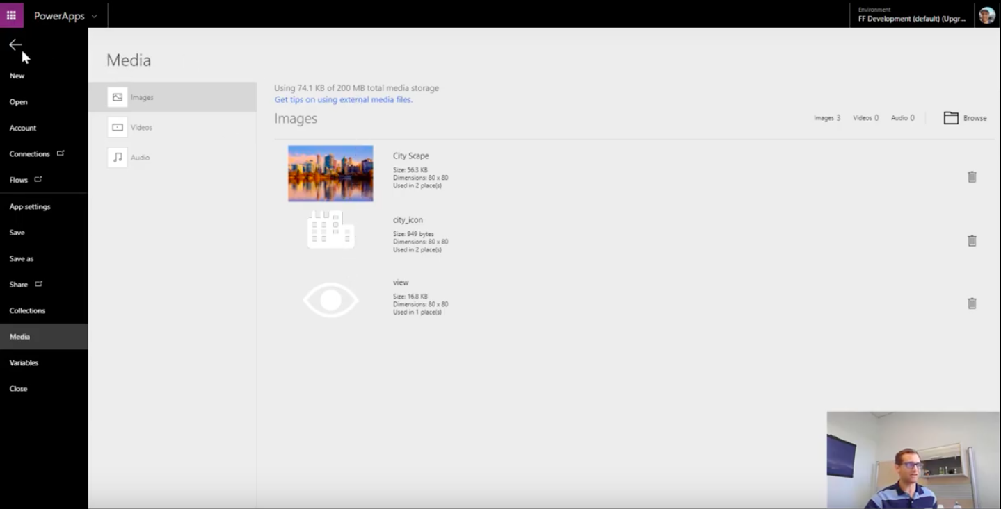 The View tab allows us to check on the media resources that have been added to our app.