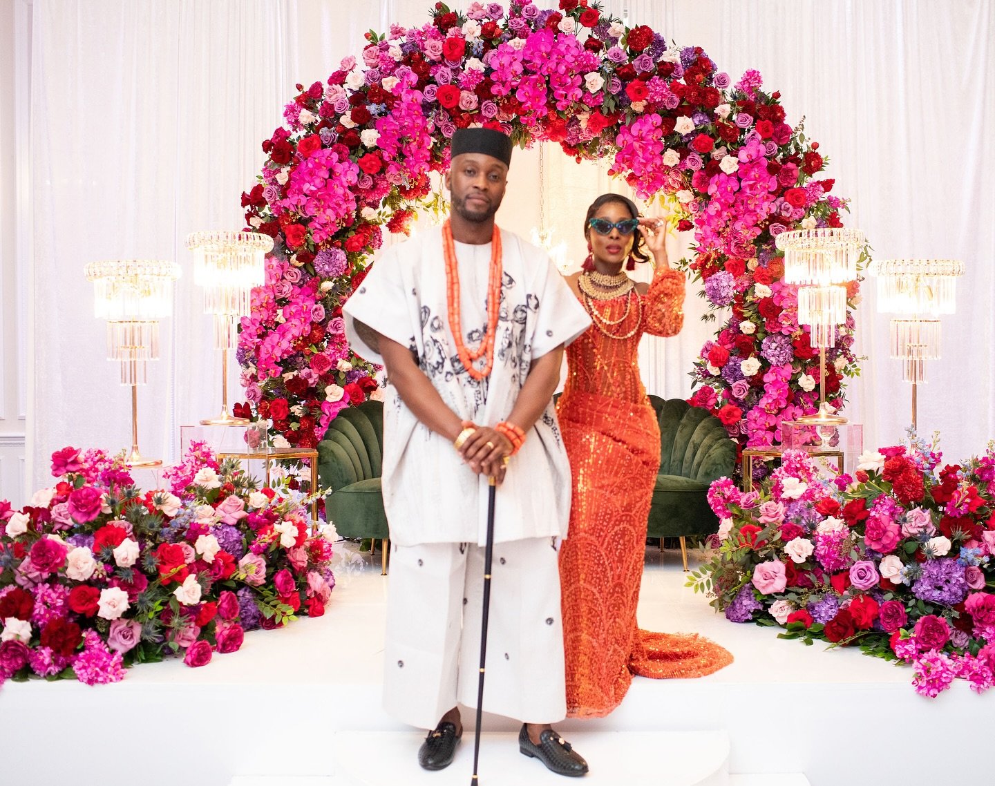 𝐒𝐚𝐥𝐞𝐰𝐚 𝐚𝐧𝐝 𝐈𝐟𝐞 

🌸Decor: @m_sarahdesigns 

👰🏾&zwj;♀️Bride: @yourchocolatedoc 
🤵🏾&zwj;♂️Groom: @ife_balogun.md 
⚜️Planner: @raeaffairs 
💄Makeup artist @bdash_mua 
💇🏾&zwj;♀️Hair  @hairateasebeauty 
📸 Photography @waleariztos
📹 Vid