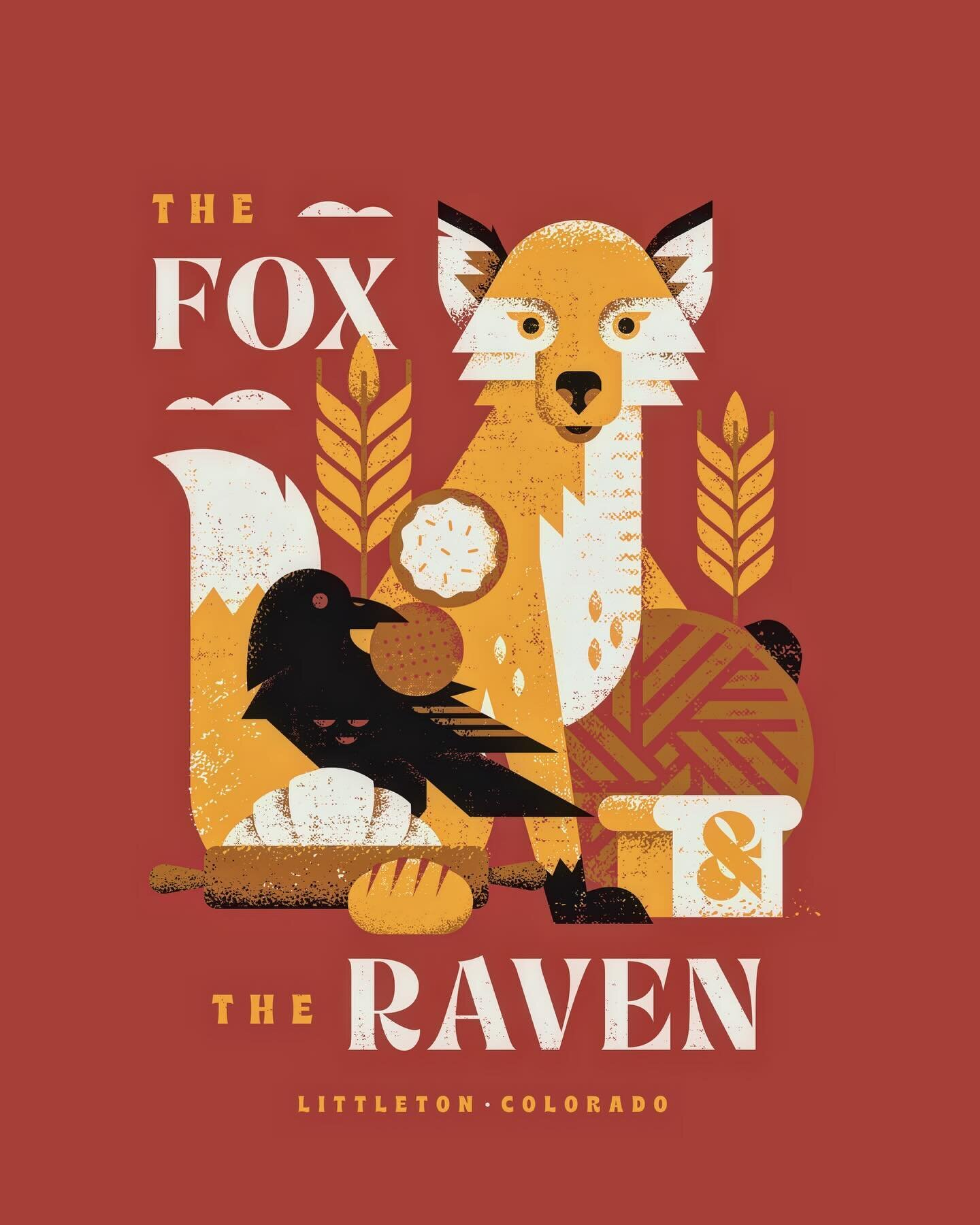 New work: an illustration for The Fox &amp; the Raven Mill &amp; Bakery in Littleton, Colorado. 🦊🍞 I believe this design will finds its way onto t-shirts and tote bags, bringing a touch of artistry to everyday essentials. A collaboration with my pa