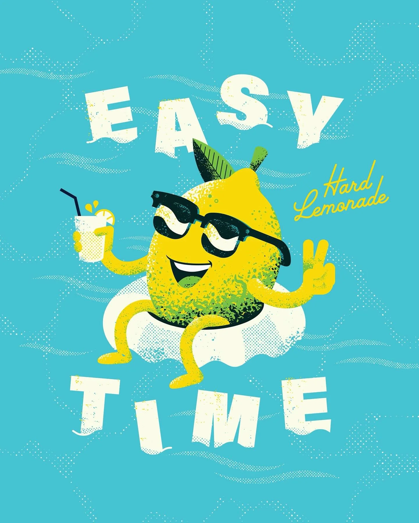 New work for @eleventhhourbrewing: Easy Time is exactly what it sounds like&mdash;a crisp hard lemonade for soft schedules and low-stress. 🍋 Now on draft and in 4-packs at the Lawrenceville taproom.

#illustrationdaily #packagedesign #summerdrinks #