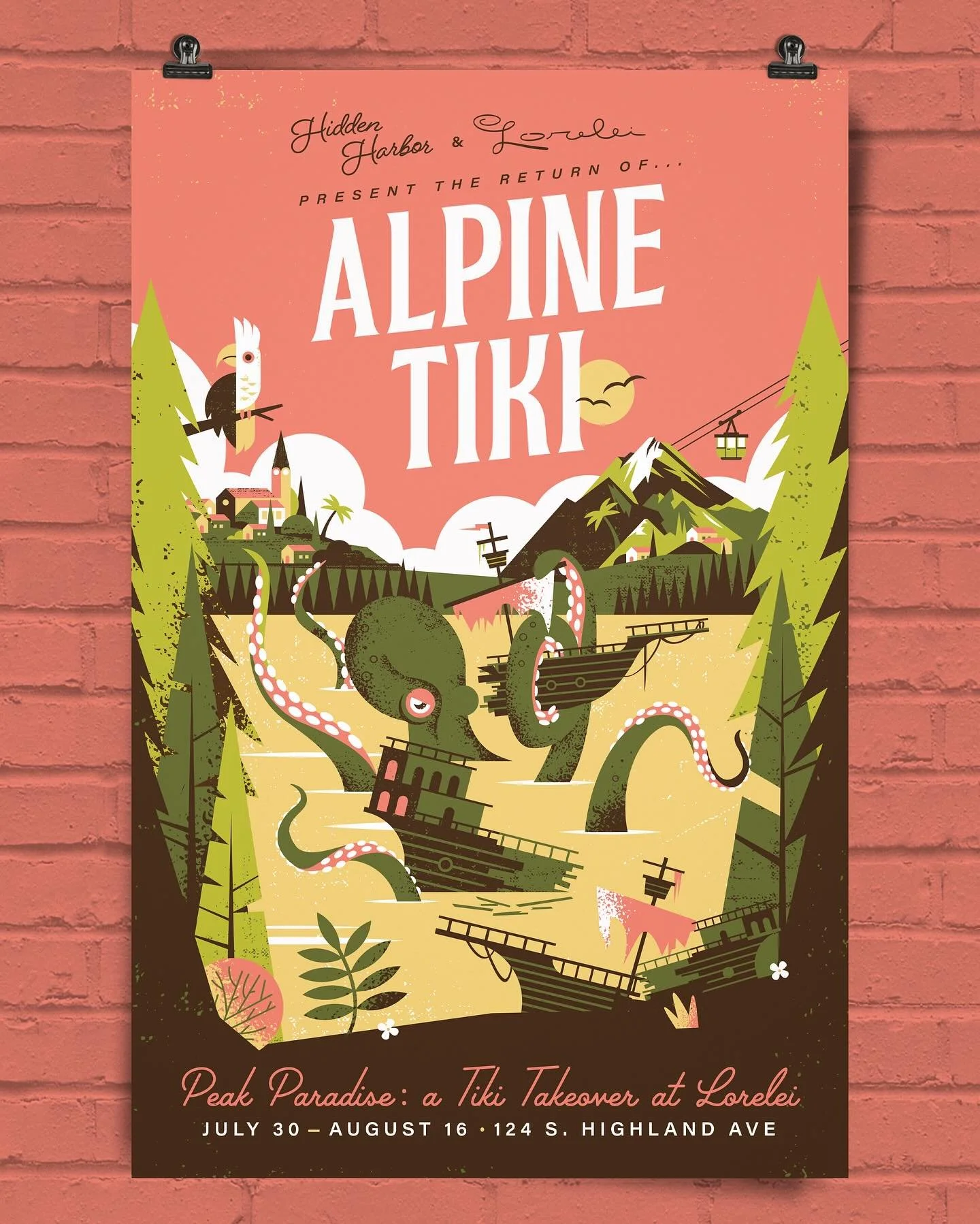 New work: Lorelei and Hidden Harbor present the return of Alpine Tiki! Tonight kicks off the second week of this yearly tropical takeover. If you haven&rsquo;t made it in yet, here&rsquo;s a peek at the cocktail menu&mdash;loaded with all-new &ldquo;