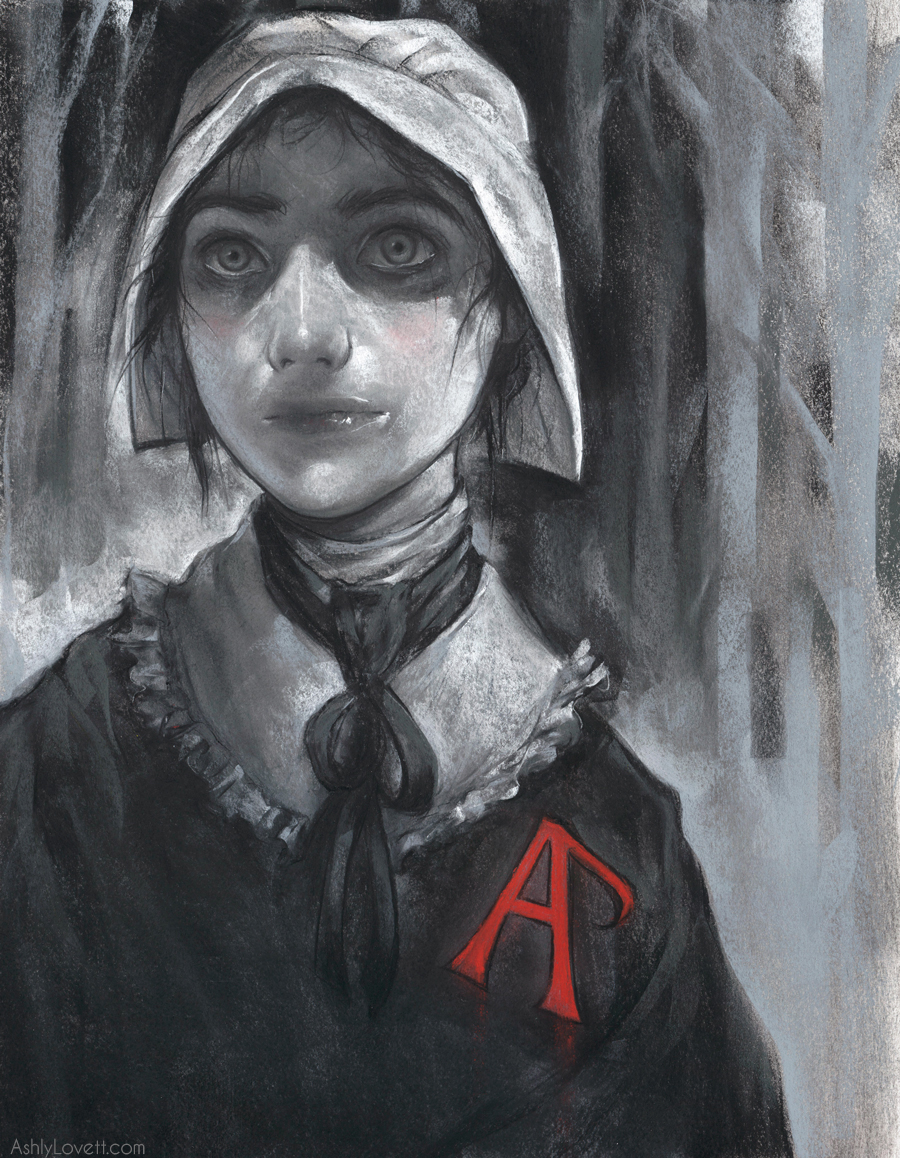 Hester Prynne from the novel "The Scarlet Letter". Created with chalk pastel on paper.