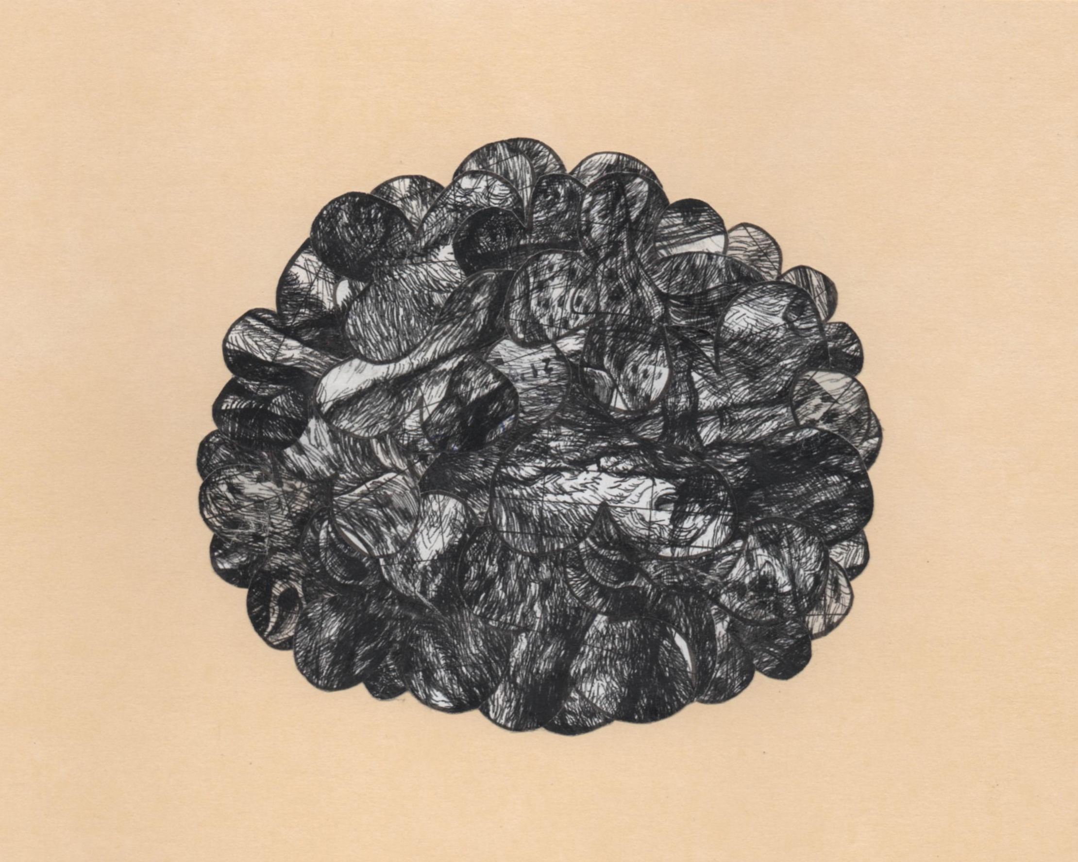 with Katie McBride HARDYWOOD GROßE TEUFEL copier ink, pen ink, date due slips, board (collage/drawing) 7" x 9"