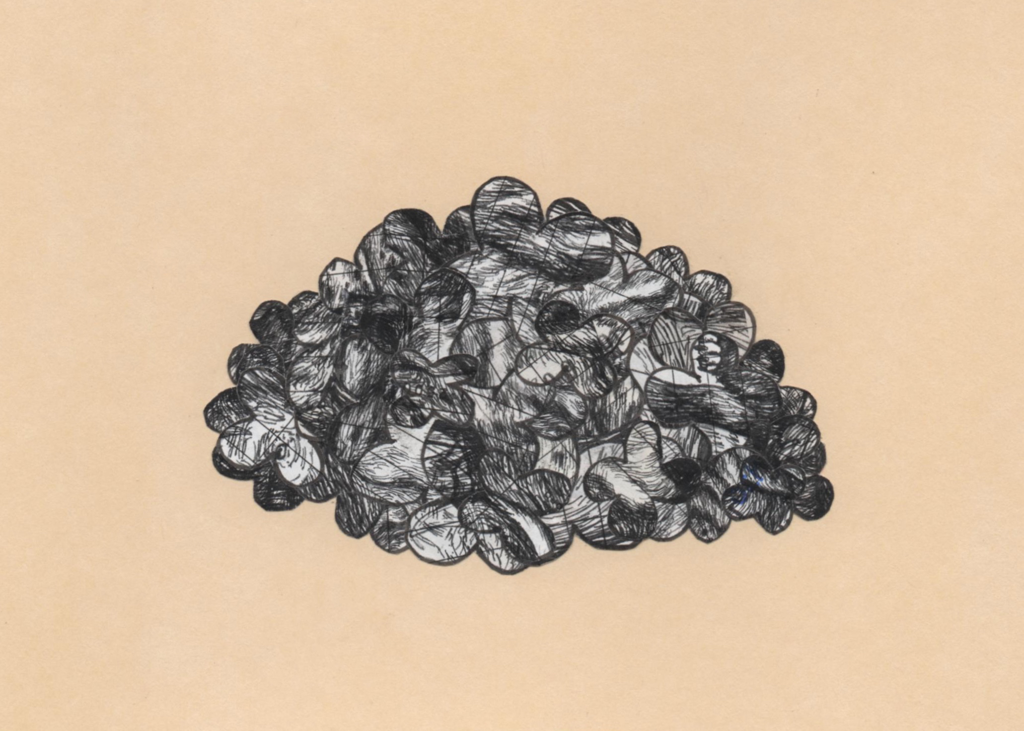 with Katie McBride HARDYWOOD GROßE TEUFEL copier ink, pen ink, date due slips, board (collage/drawing) 5" x 7"