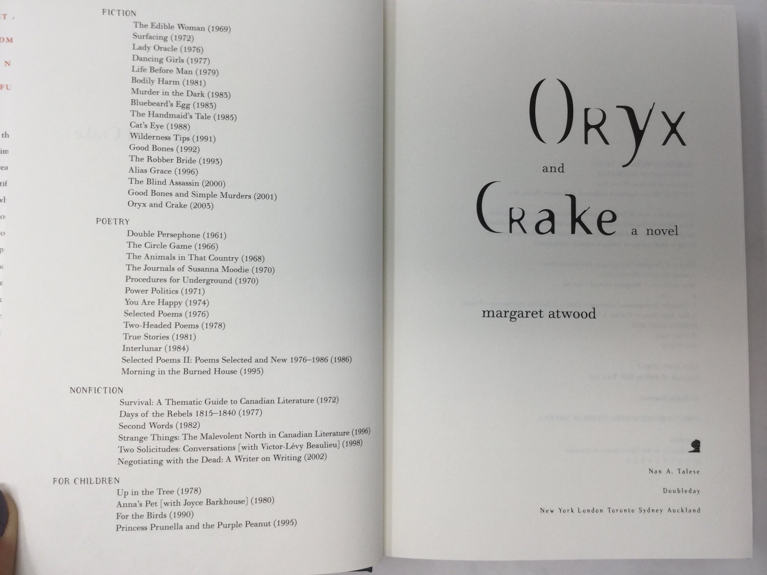 Oryx & Crake by Margaret Atwood — Southampton Books - Sag Harbor Books