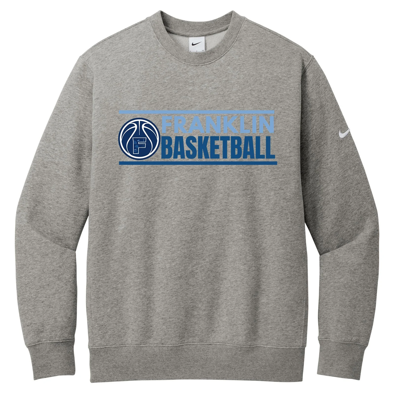 Franklin HS Boys Basketball Grey Nike Club Fleece Crew