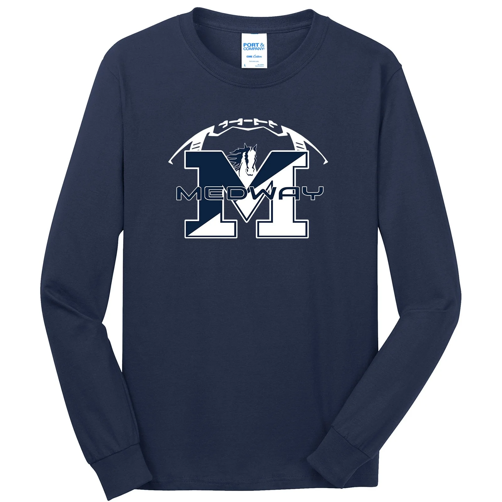 Medway HS Football Navy Longsleeve Tee