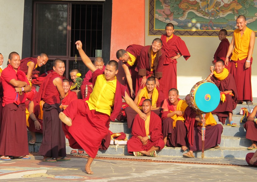 Young monks kicking back and relaxing during Mahalaya retreat.jpg
