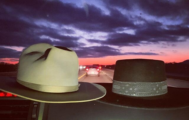 Riding into the sunset #holidayroadtrip #openroad #hats