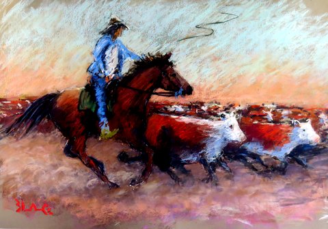 Painting "Moving them" by Chris Blake .