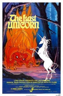The Last Unicorn , with the source of many a childhood nightmare, the Red Bull. The Unicorn also comes sans rainbows … though according to the title song, she does sparkle.