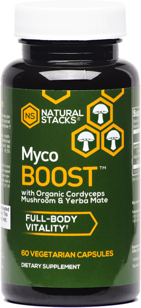MYCO BOOST contains Organic Cordyceps mushroom and Yerba Mate extracts to promote sustainable energy production and endurance. 60 Ct - $39