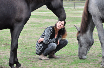 Mariette van den Berg, BAppSc., MSc. (Equine Nutrition), RAnNutr enjoys two Spanish-bred horses at their home in Enumclaw, WA