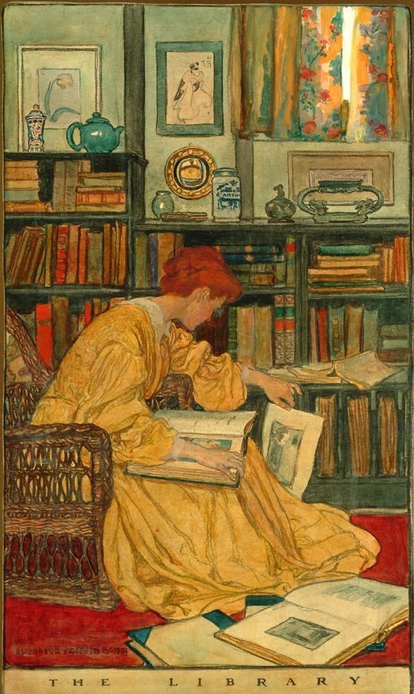 Woman + books. The Library, Elizabeth Shippen Green (1905).jpg