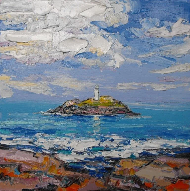 Godrevy Lighthouse 12 x 12 J I Bridgland.JPG