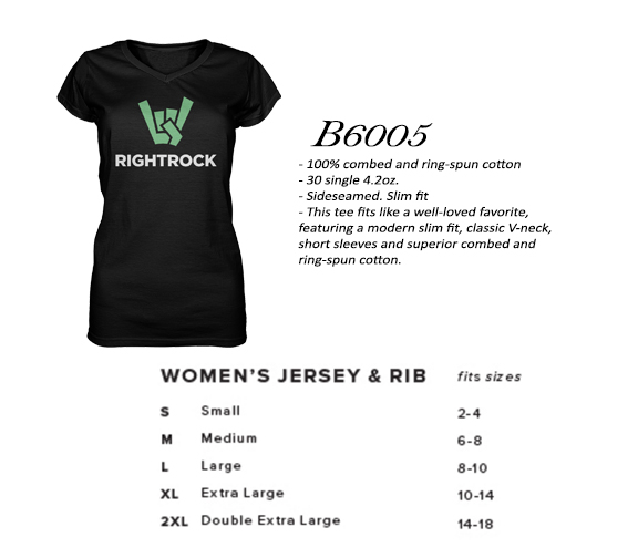 The Bella brand B6005 ladies V-neck tee follows the comfort of the B1001. We choose this brand for it's comfort and long lasting wear.