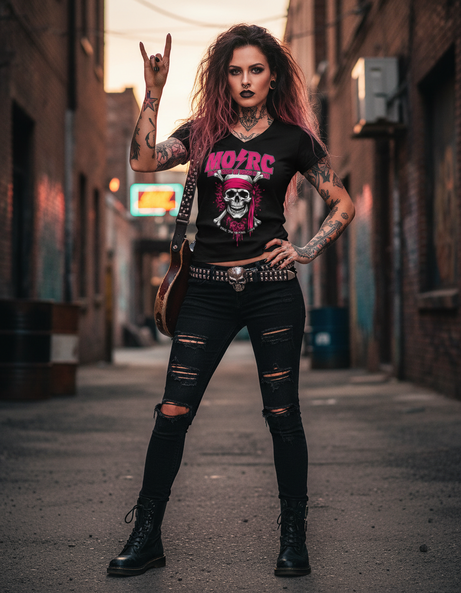 Rocker chick with pink skull and roses.png