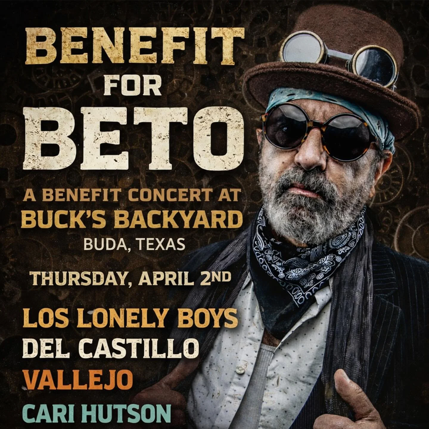 Honored to be a part of this stellar line up on Thursday, April 2nd @bucksbackyardtexas for our good friend and fellow musician Alberto Besteiro of @delcastillomusic 

So many great bands and artists helping raise money for Beto @bucksbackyardtexas f