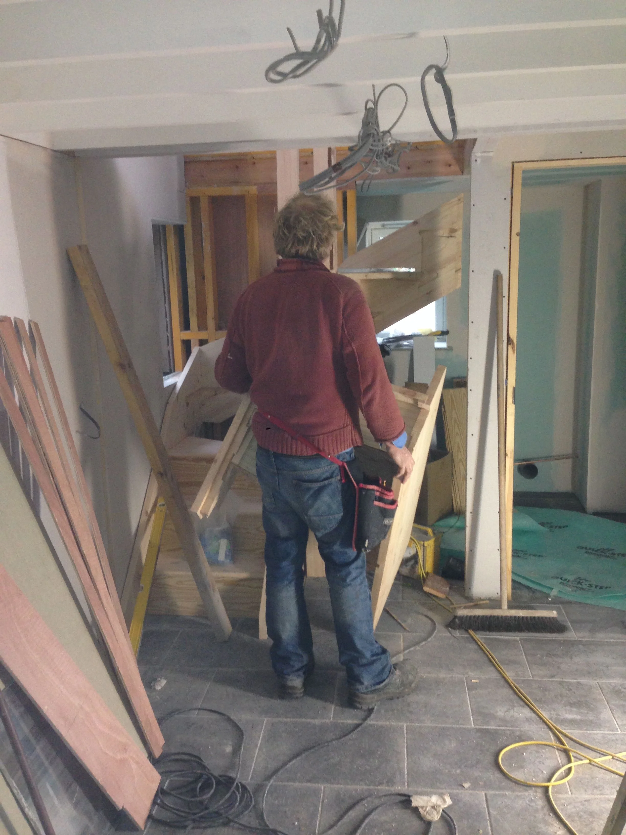  Building the small staircase. 