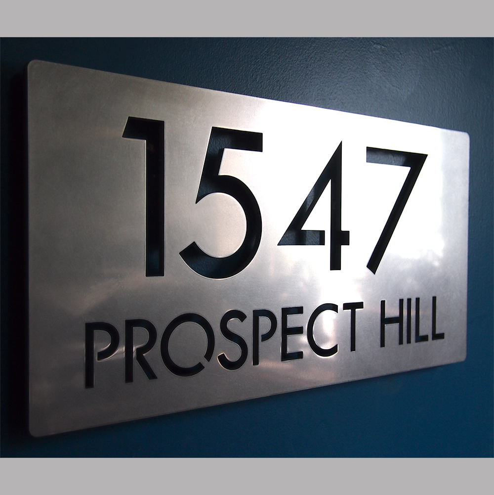 CUSTOM Modern Deluxe Floating Address Sign in Stainless