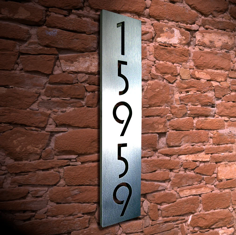 Custom Euro Floating House Numbers Vertical in Stainless