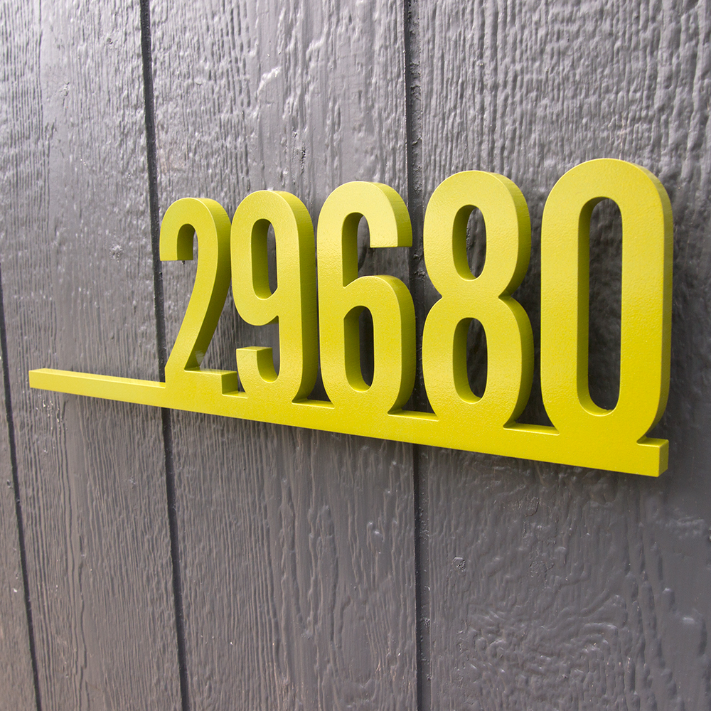CUSTOM Retro Underline House Number Sign in Powder Coated Aluminum