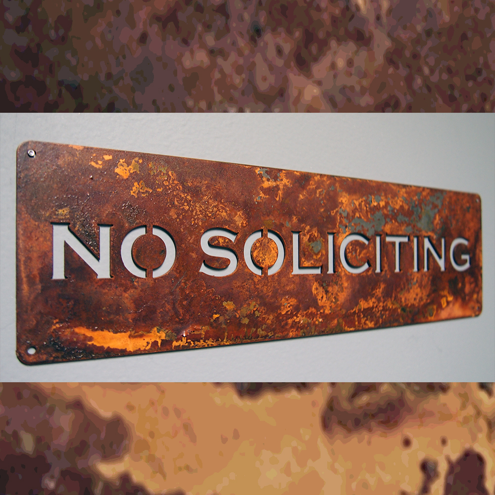 No soliciting sign by Moda Industria