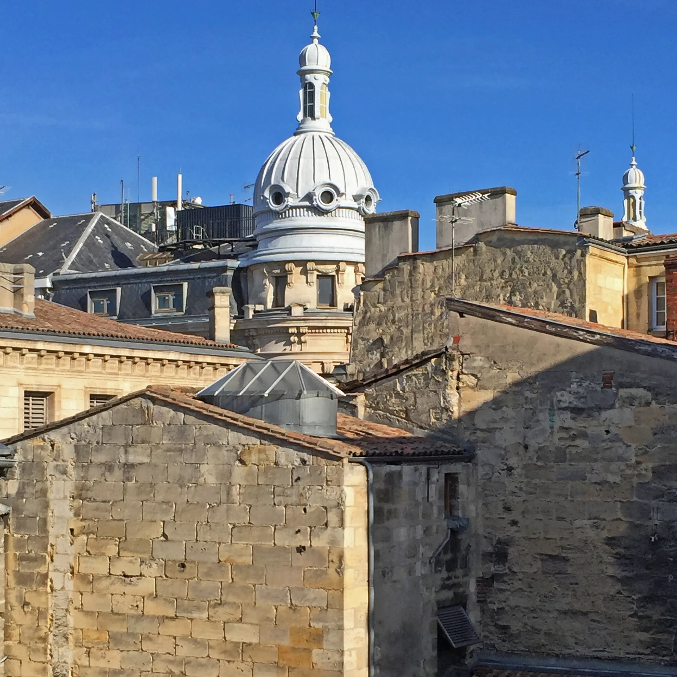 Morning sunshine over the rooftops of Bordeaux