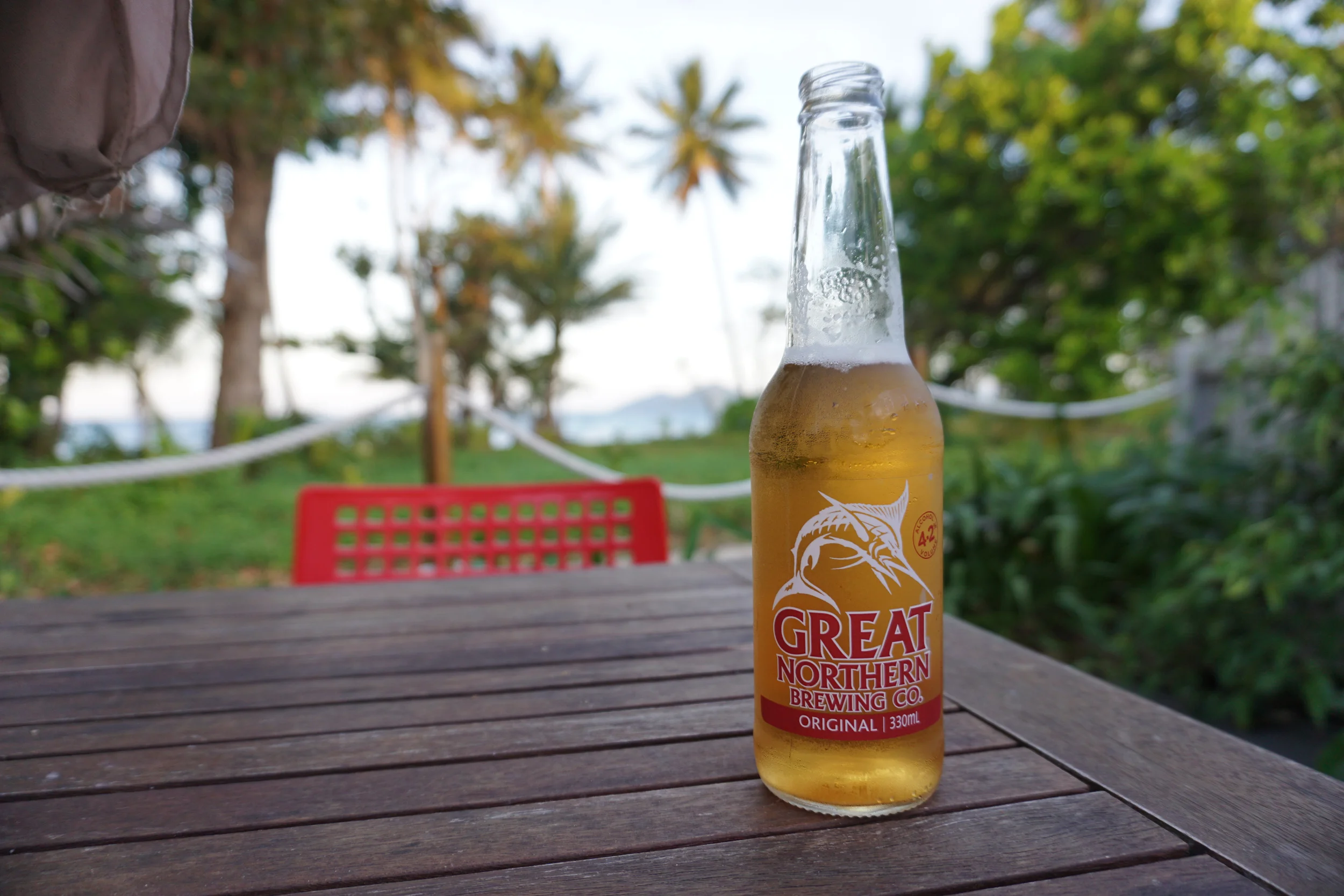 Cold beer, warm weather, and an ocean view: all you need for a perfect meal!