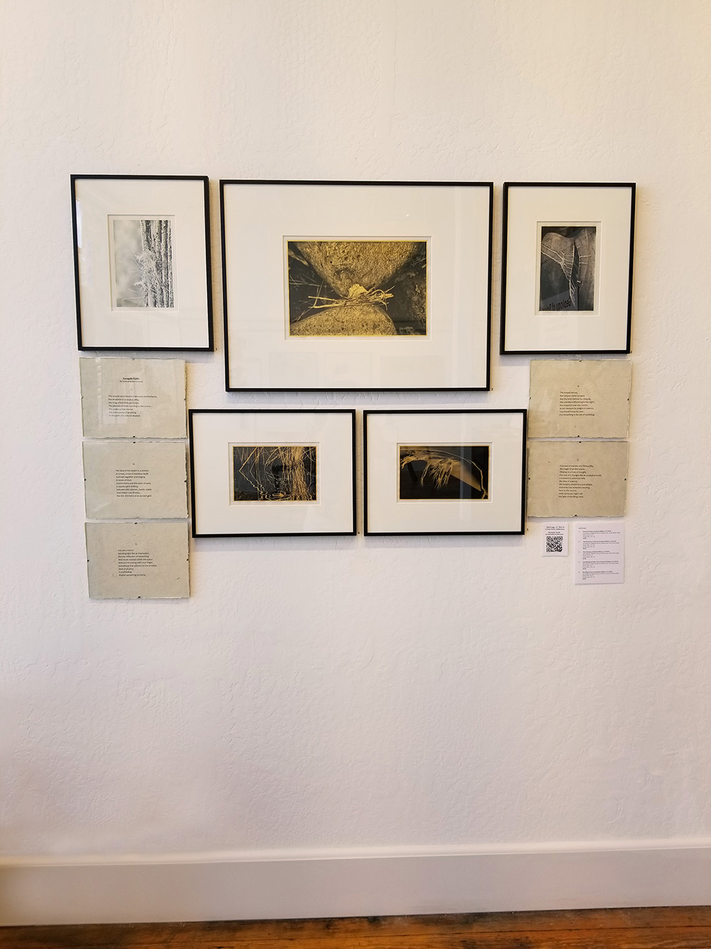 Photos with Poems and QR Codes - "Geology of Spirit" exhibition at Light Art Space (Silver City, NM) 2019