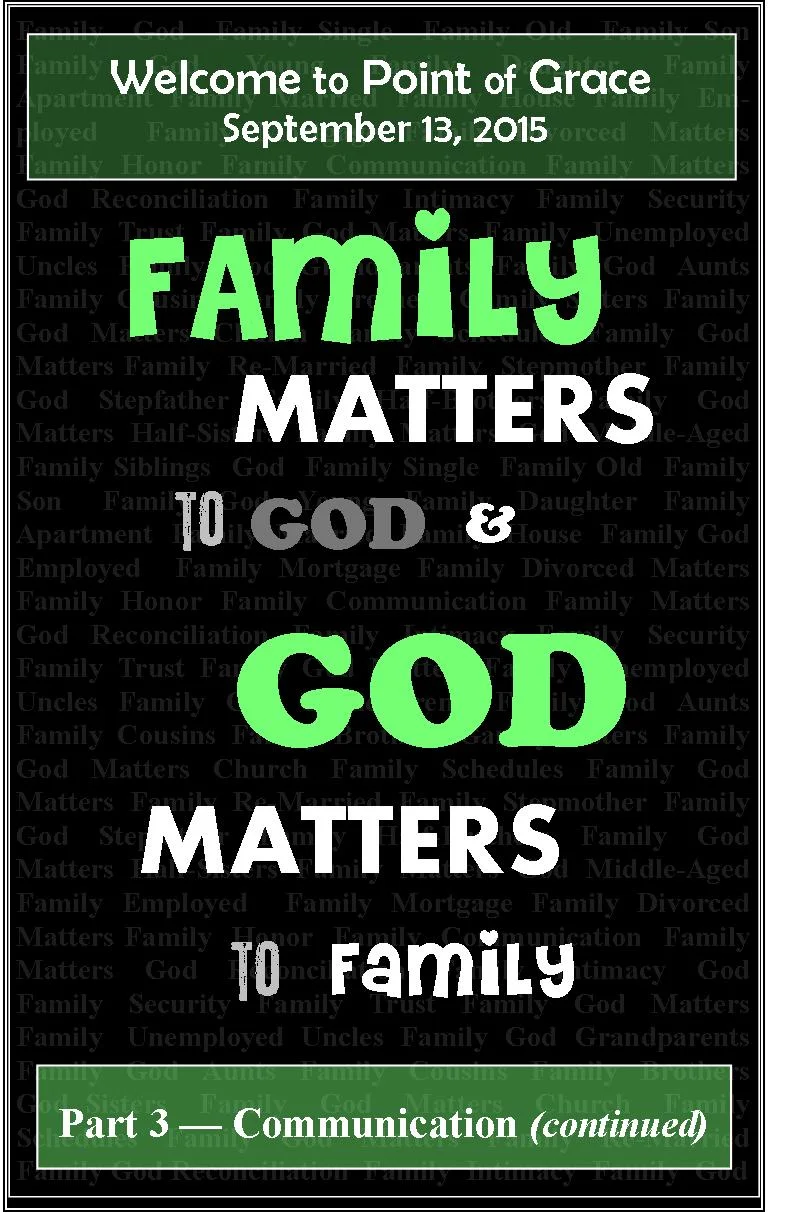 Family Matters - Communication (Part 2)