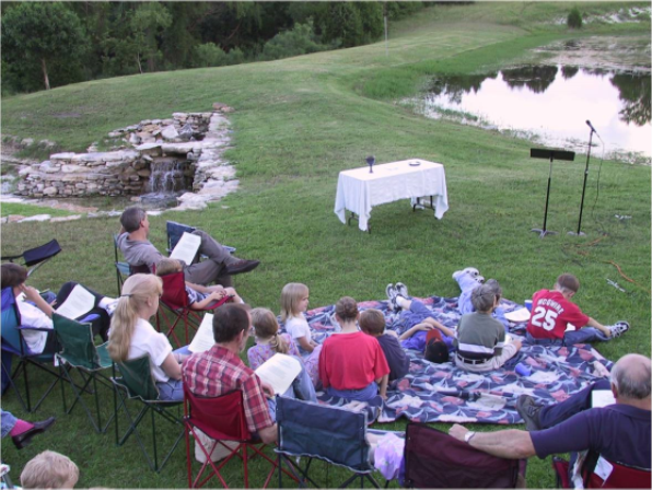 Outdoor communion services in the early years.