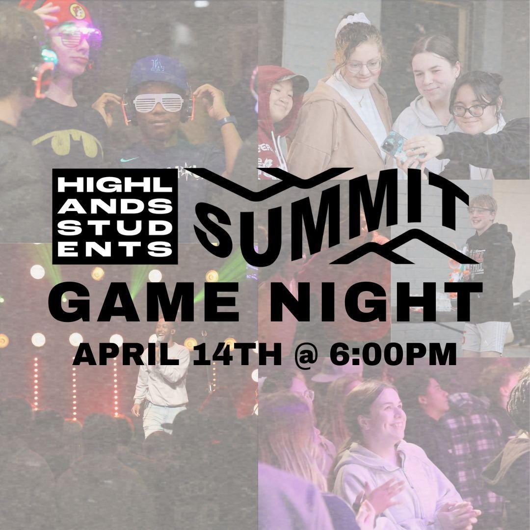 Summit is back for the month of April! Sixth through twelfth graders are invited to join us at the church this Sunday at 6:00pm for bouncy houses, board games, and a worship experience designed with teenagers in mind. It's going to be a great night!