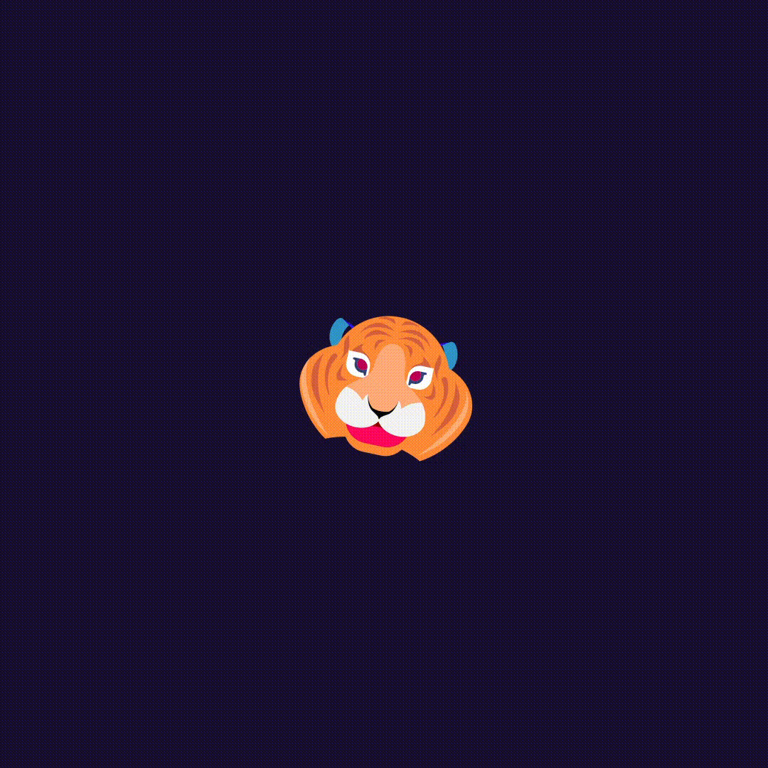 Illustration of a cartoon lion's face on a dark background.