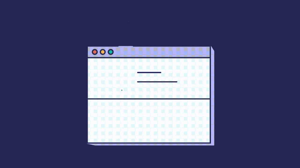 Digital illustration of a computer window with two horizontal lines, resembling a simple document or code editor on a dark blue background.