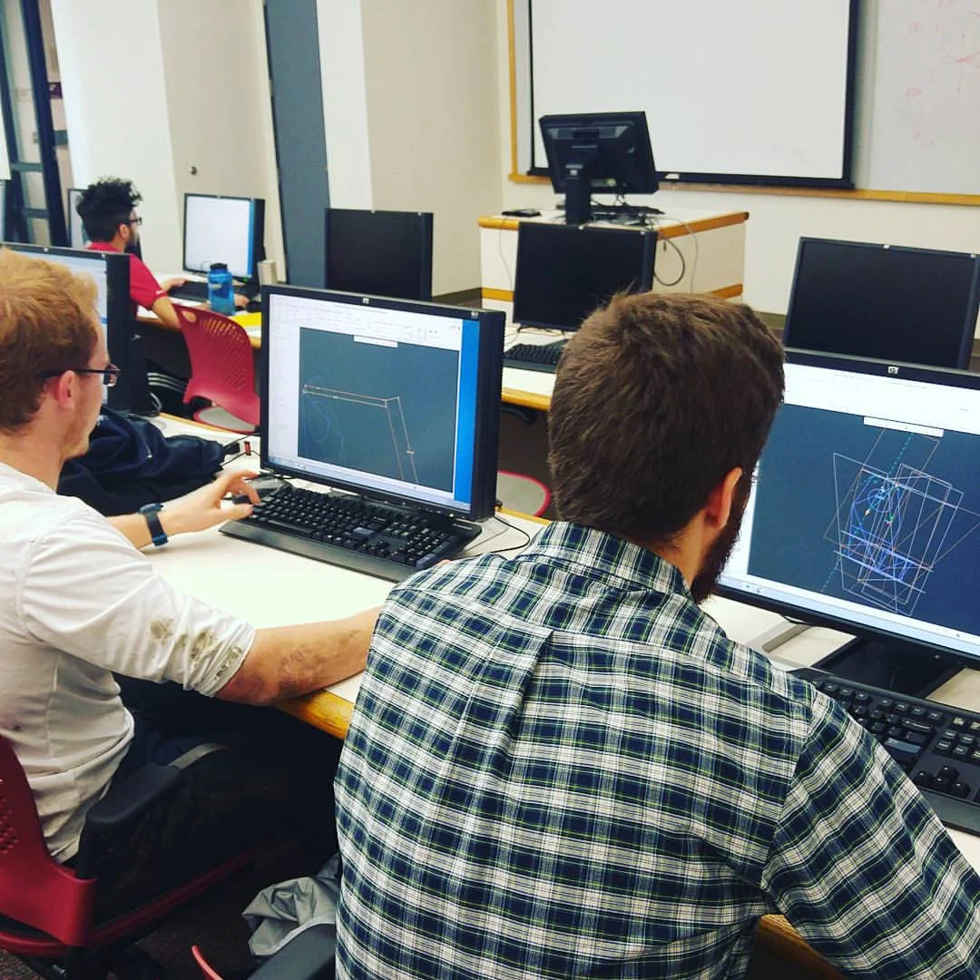 Liam and Zach working on the frame CAD