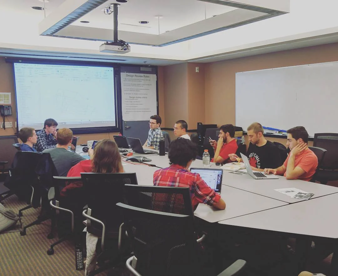 The team discussing frame designs