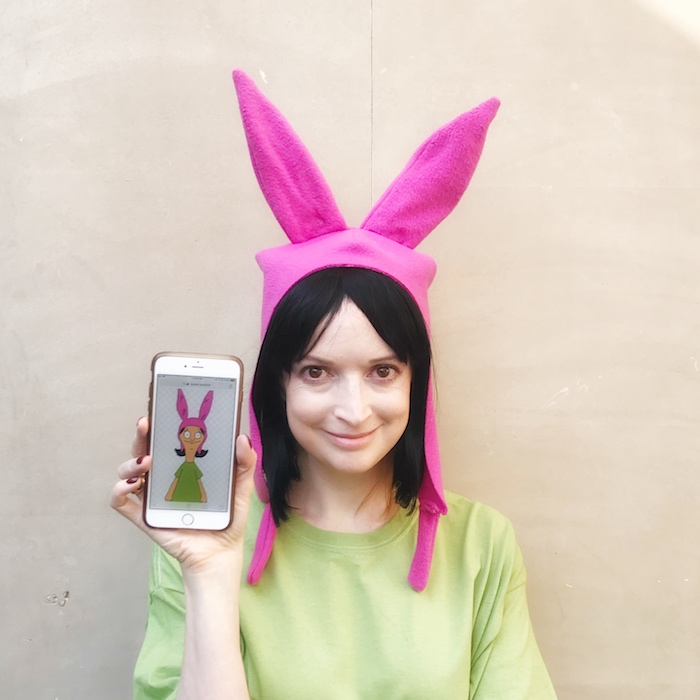 Pink+Bunny+Ears+Hat+Bobs+Burgers+Louise+Belcher+Costume+Easter+Hood+Adult  for sale online