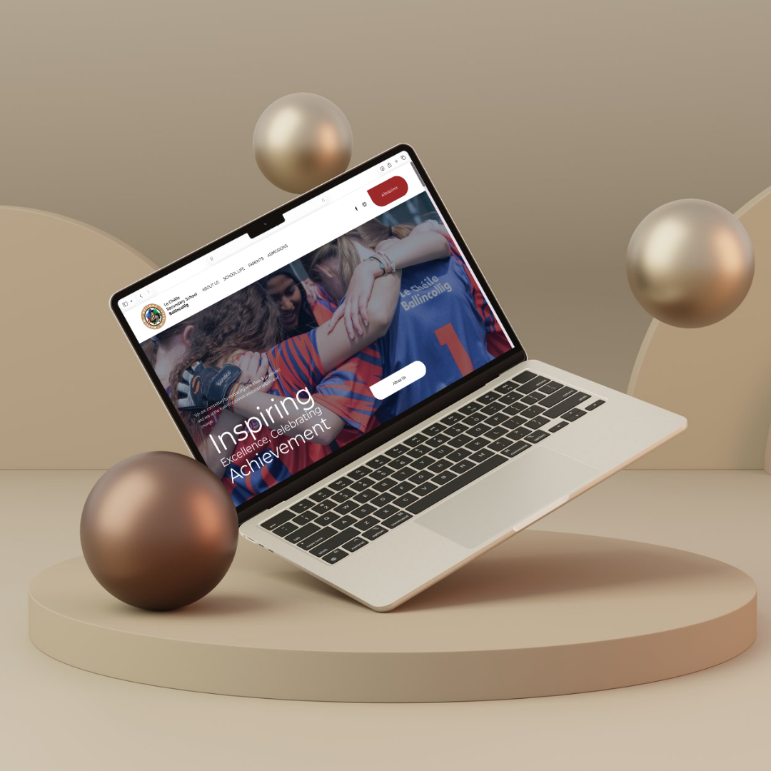 Modern secondary school website design Ireland shown on laptop
