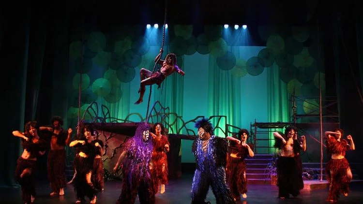 The cast of Slow Burn Theatre's “Tarzan The Stage Musical” in the Amaturo Theater at the Broward Center for the Performing Arts in Fort Lauderdale, performing from through Nov. 5. (Rodrigo Balfanz/Courtesy)
