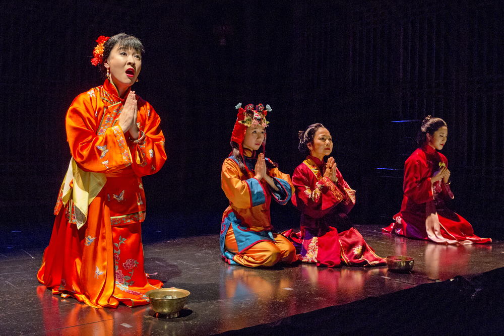 Jennifer Lim, Annie Q, Julyana Soelistyo, and Leslie Hu. Photo by Richard Termin, Signature Theater Production, 2012