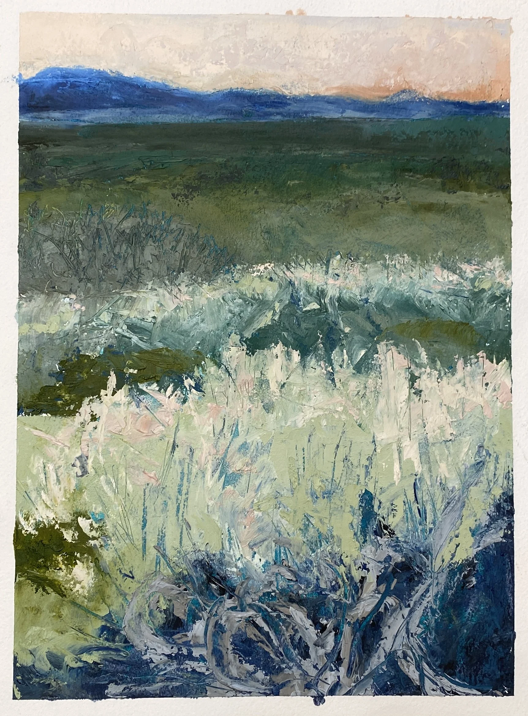 landscape sketch in cold wax