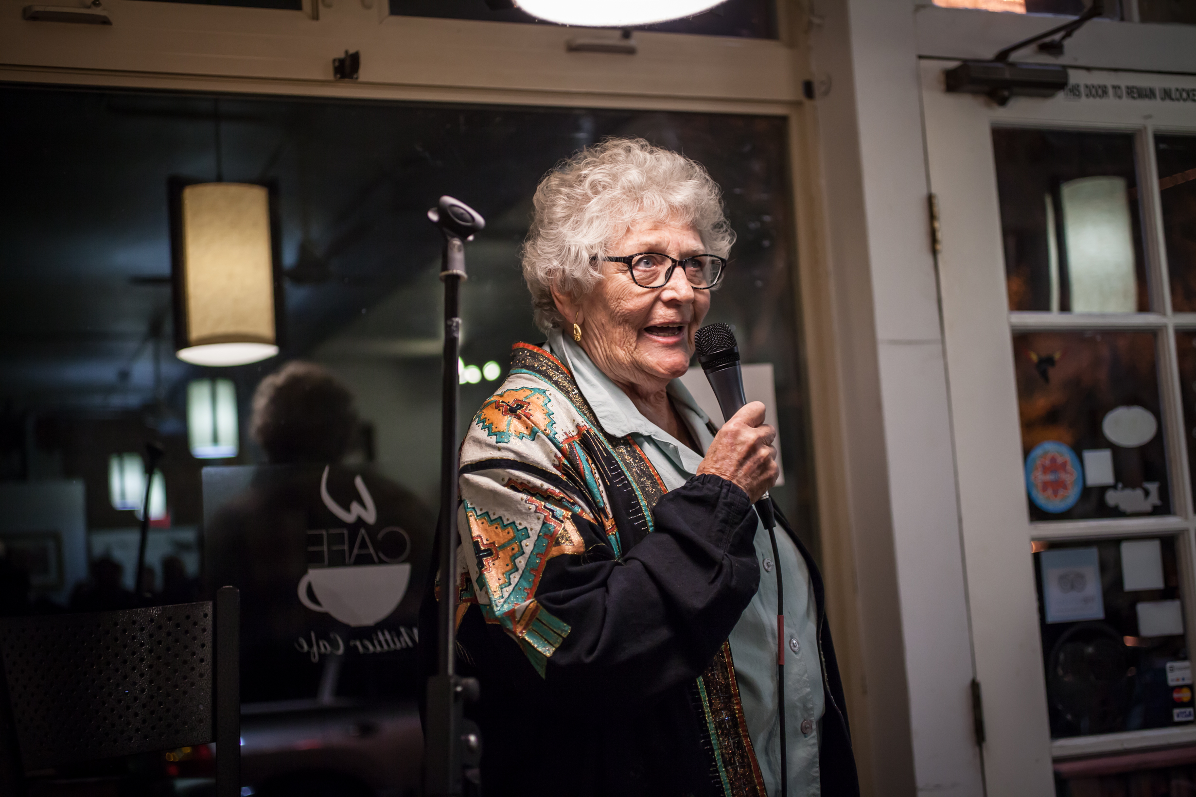 Barb Test at Stain’d Arts Open Mic Photographer, Hannah Skewes