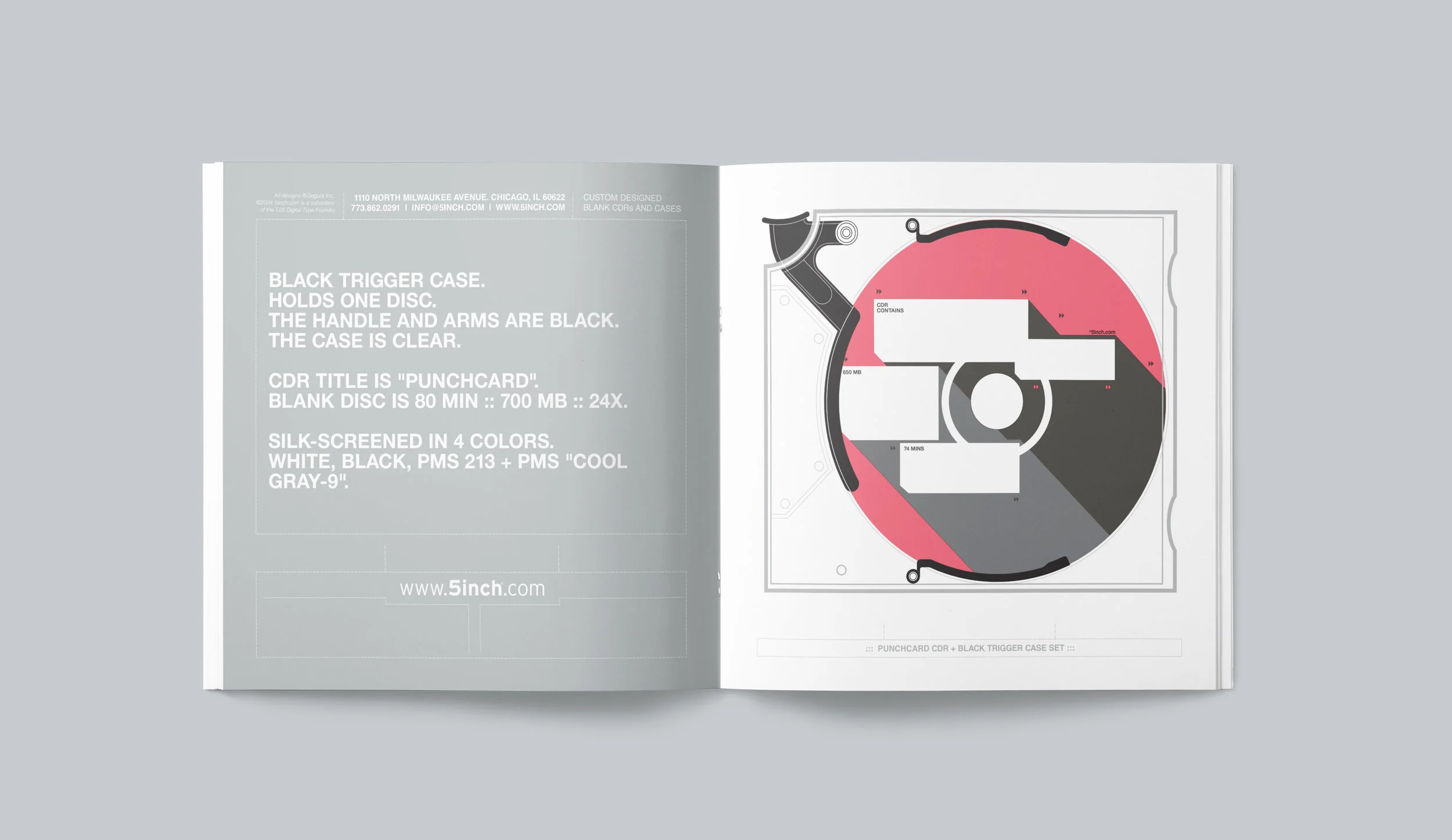 5inch promotional catalog. "Punchcard" spread.