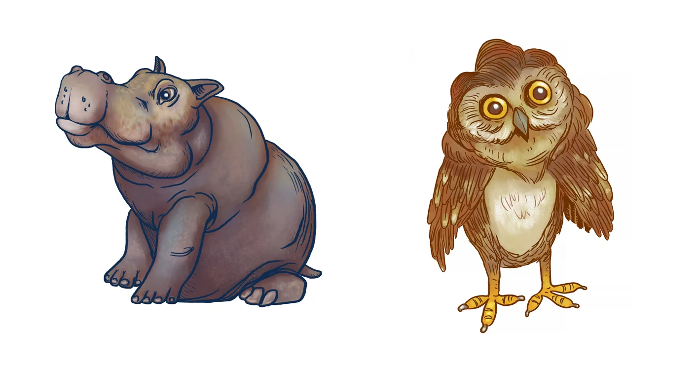 I applied the same process to this cute hippo called Jorge and this owl called Hugh :)