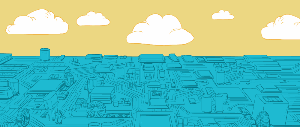 I created this animated sequence in Aftereffects using the photoshop file I created for the static illustration. During the photoshop phase I was sure to put the file together in such a way that I could use it in Aftereffects as an animation.