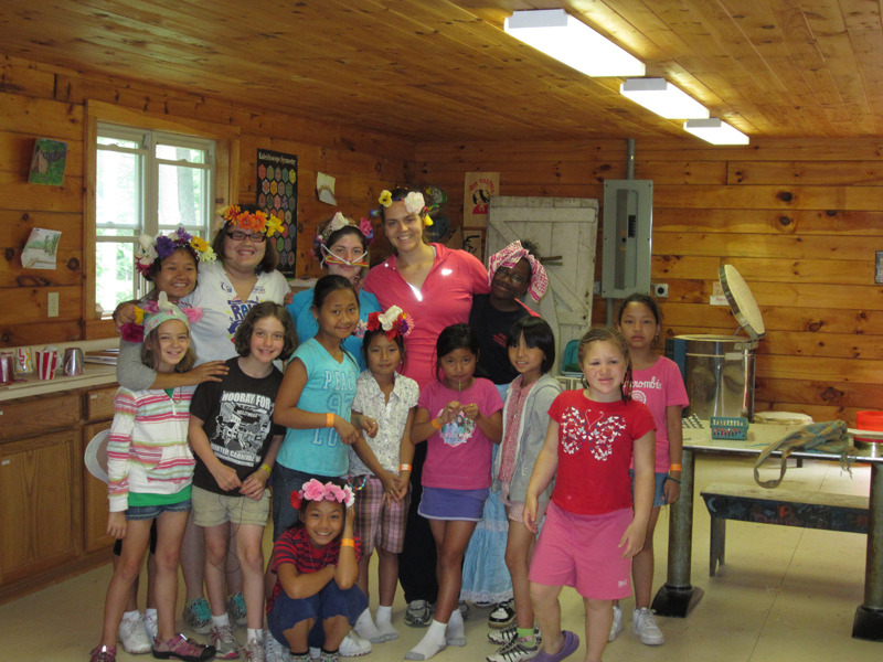 campers playing dress up