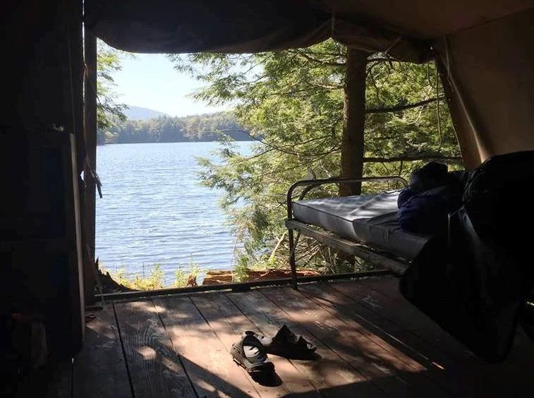 View of the lake from inside a tent at Sherwood Forest Unit (Copy)