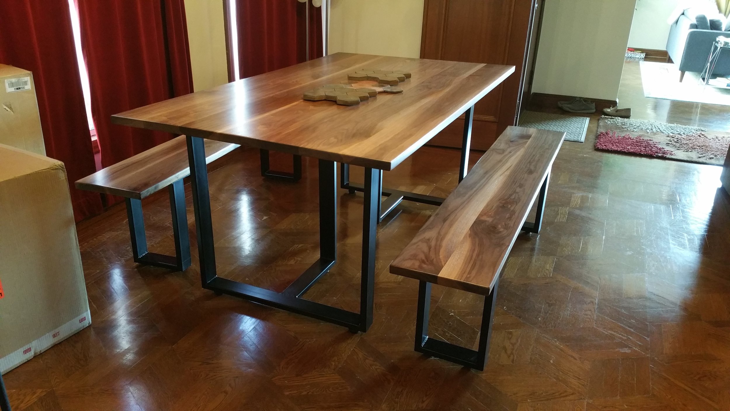 Custom Design Dining Table and Benches