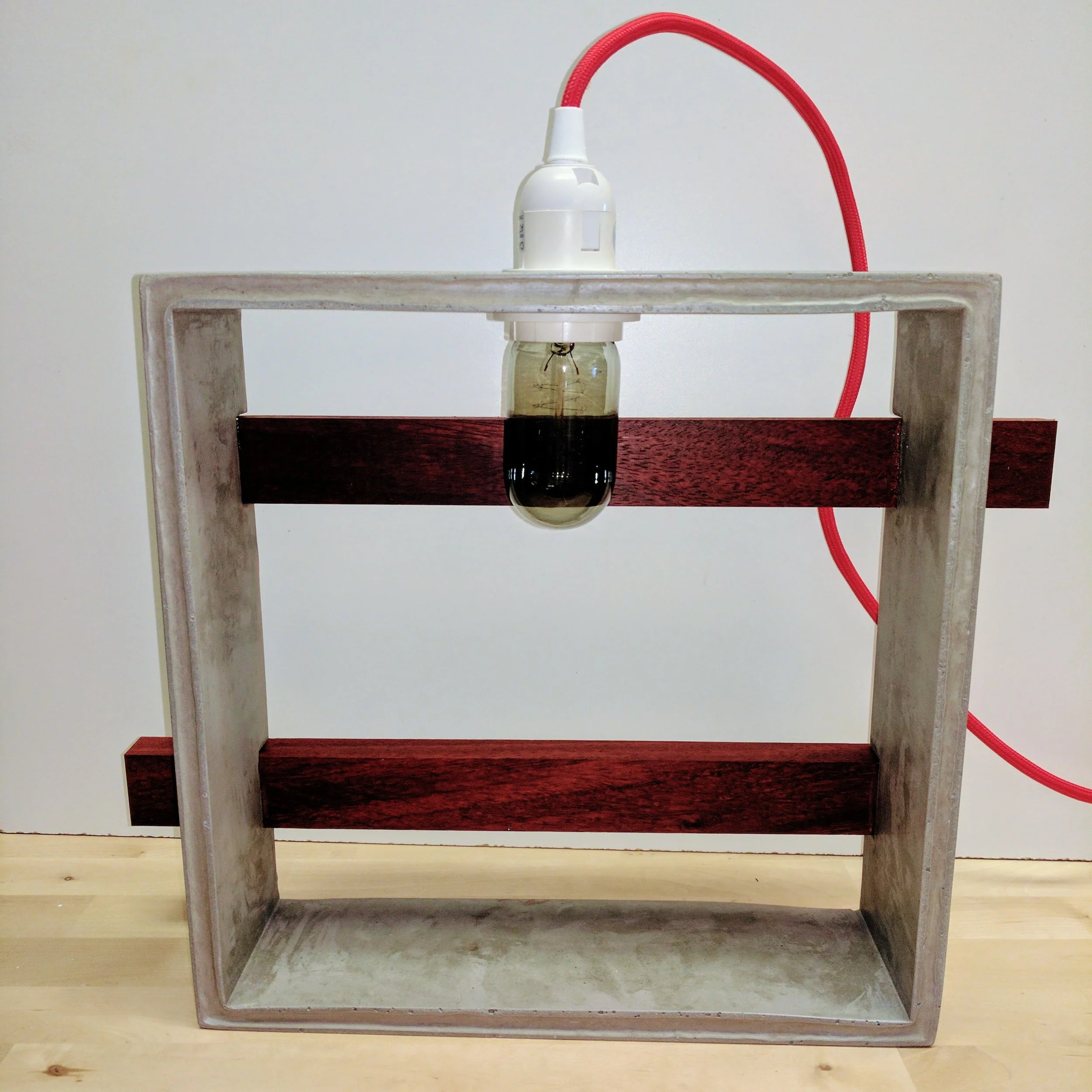 Concrete Square and Padauk Lamp